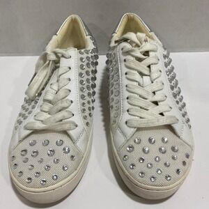 Michael Kors White and silver studded leather sneakers women 7M. SKU474